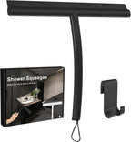 Shower Squeegee, Silicone Window Squeegee, Portable, Efficient Cleaning, with Hanging Cord, for Window Squeegee, Bathroom, Mirror, Glass Cleaning, Tiles, Black