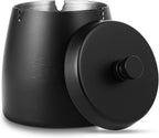 Ashtray with Lid, Windproof Ashtray for Outdoor and Indoor, Smell Proof Metal Ashtray for Garden, Bar, Balcony, Home Office Decoration, Black