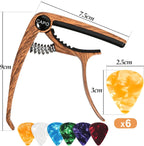 Capo for Guitar, Capo Guitars with 6 Picks, Capodasta Guitar for Ukulele, Western Guitar, Electric Guitar, Metal Wood