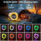 Children's Digital Alarm Clock, Children's Alarm Clock, Day/Night, LED Digital Clock with Snooze, 2 Alarms, 10 Colour Lights, 7 Ringtones, 12/24 H, Wake/Sunset Light