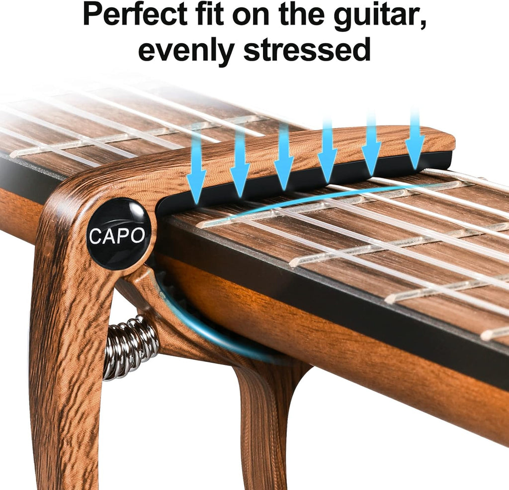 Capo for Guitar, Capo Guitars with 6 Picks, Capodasta Guitar for Ukulele, Western Guitar, Electric Guitar, Metal Wood