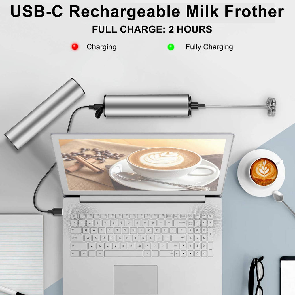 MOSUO Milk Frother Handheld Coffee Frother Electric Whisk, USB Rechargeable Foam Maker Bubbler Egg Beater for Latte Cappuccino Hot Chocolate