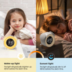 Children's Alarm Clock, Sleep Trainer with 15 Colour Light Alarm Clock, Snooze, Dual Alarm, Sunrise Simulator, Weekday/Weekend Mode, Digital Children's Alarm Clock for Boys and Girls