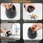 Ashtray with Lid, Windproof Ashtray for Outdoor and Indoor, Smell Proof Metal Ashtray for Garden, Bar, Balcony, Home Office Decoration, Black