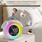 Children's Digital Alarm Clock, Children's Alarm Clock, Day/Night, LED Digital Clock with Snooze, 2 Alarms, 10 Colour Lights, 7 Ringtones, 12/24 H, Wake/Sunset Light