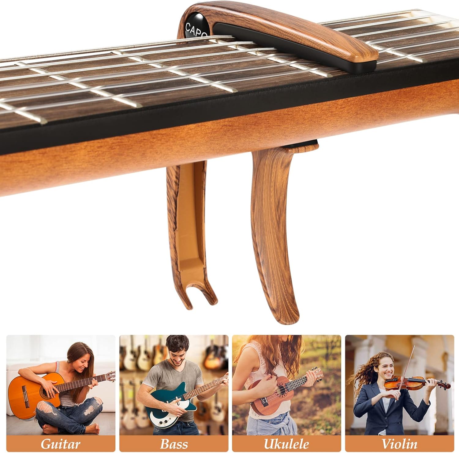 Capo for Guitar, Capo Guitars with 6 Picks, Capodasta Guitar for Ukulele, Western Guitar, Electric Guitar, Metal Wood