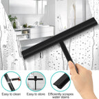 Shower Squeegee, Silicone Window Squeegee, Portable, Efficient Cleaning, with Hanging Cord, for Window Squeegee, Bathroom, Mirror, Glass Cleaning, Tiles, Black